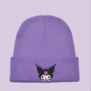 Purple Kuromi Beanie with Cute Character Embroidery - Sanrio